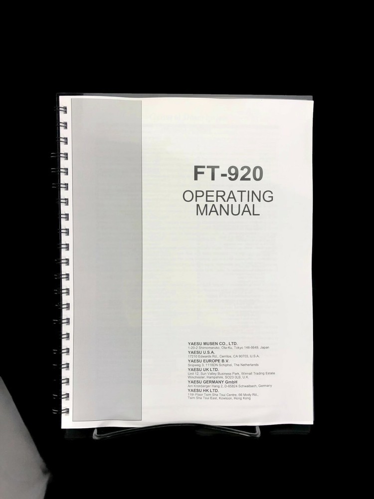 Yaesu FT-920 Transceiver Instruction Manual Operating Guide Coil Bound