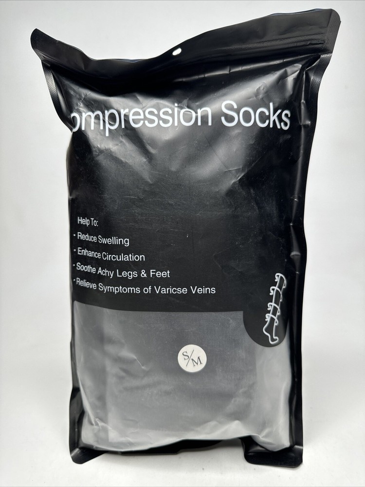 MIRACLE Socks COMPRESSION BLACK 2 Pack Unisex Size Small S/M