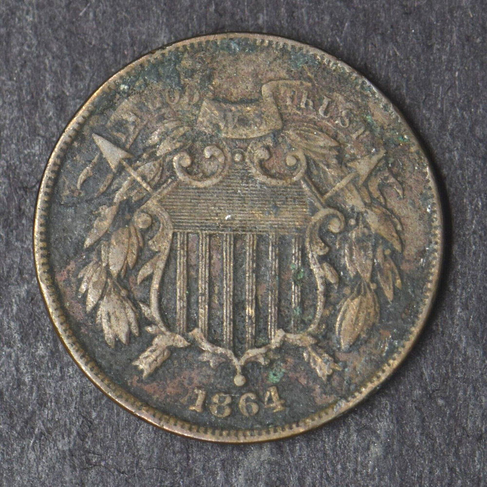 1864 Large Motto 2C Two Cent Piece - COINGIANTS -