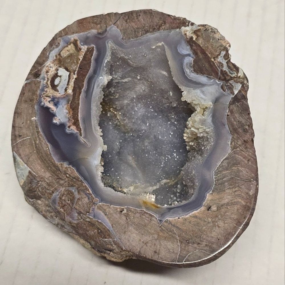 Quartz Crystal Agate Sparkling Geode With Stand
