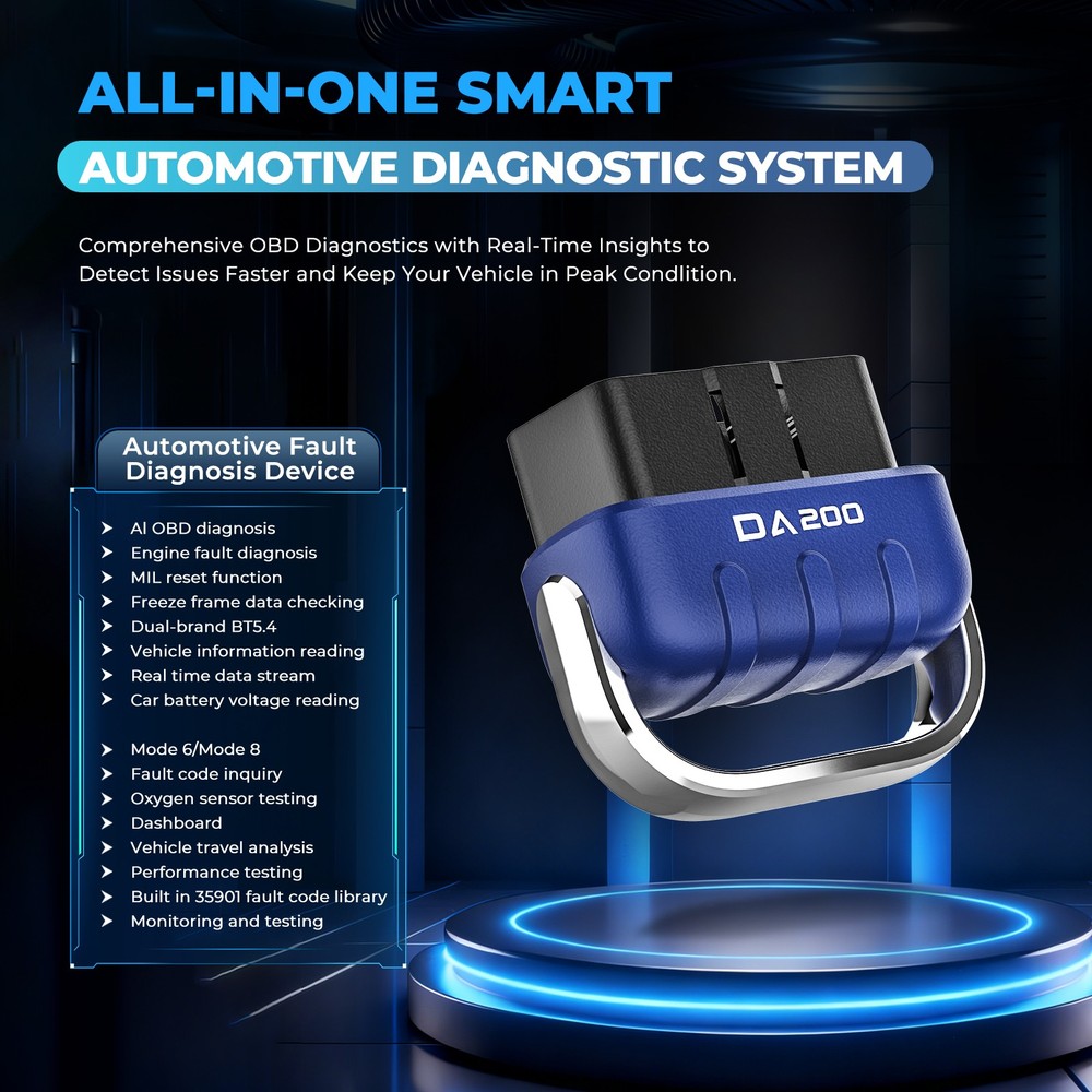 OBD2 Scanner Bluetooth with AI for iOS Android, Car Code Reader No Subscription