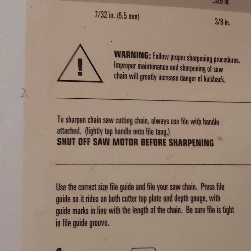 Chainsaw file 3/16" guide and handle 8" file kit