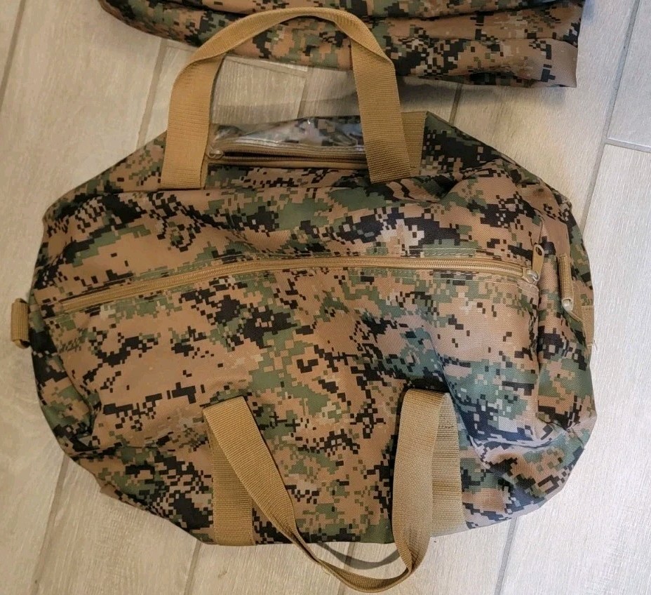 Code Alpha Tactical Gear USMC Camo Garment Bag Marine Military 2pc Set, EUC