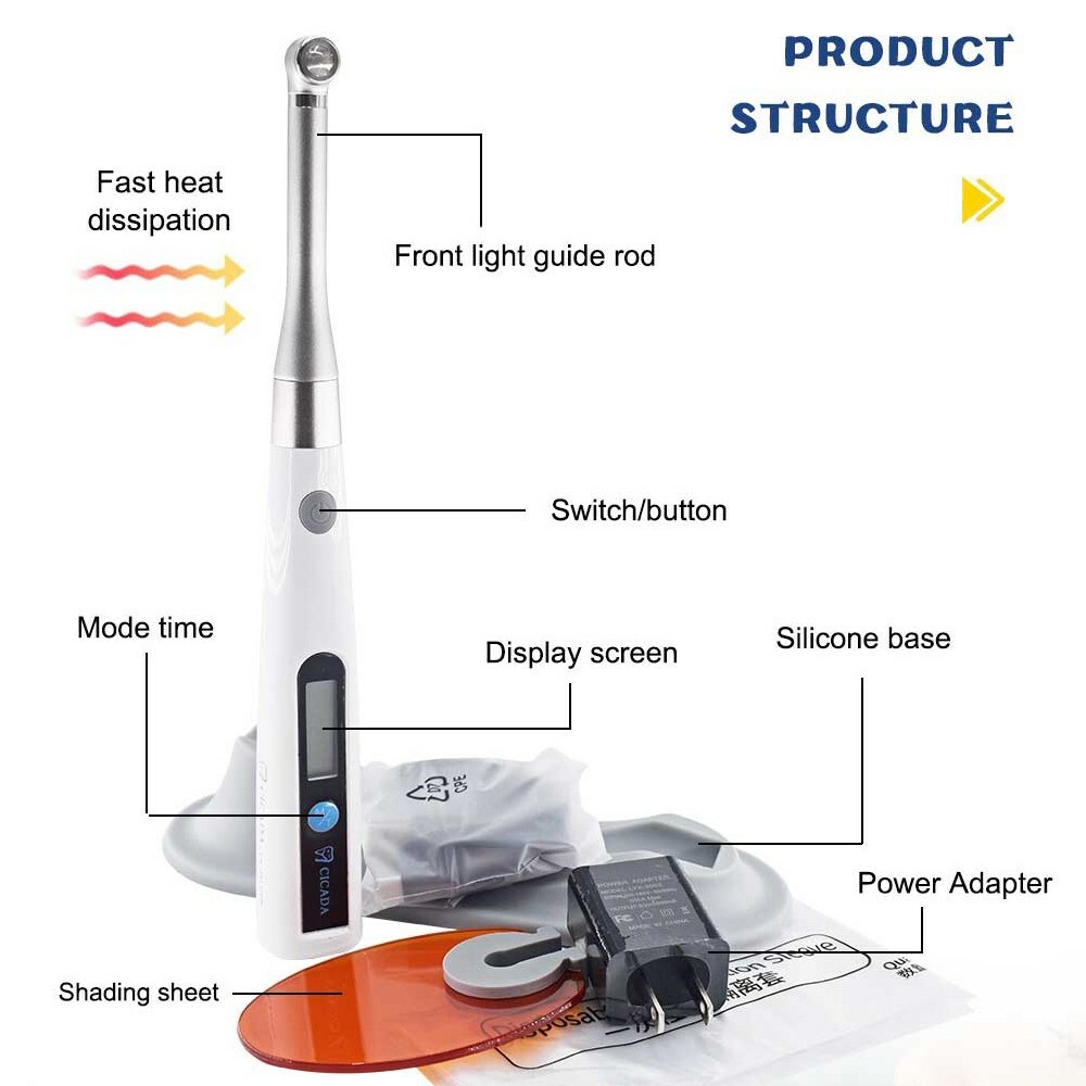 Dental LED Curing Light 1 Sec Curing Wireless Quick Solidify Cure Lamp US STOCK