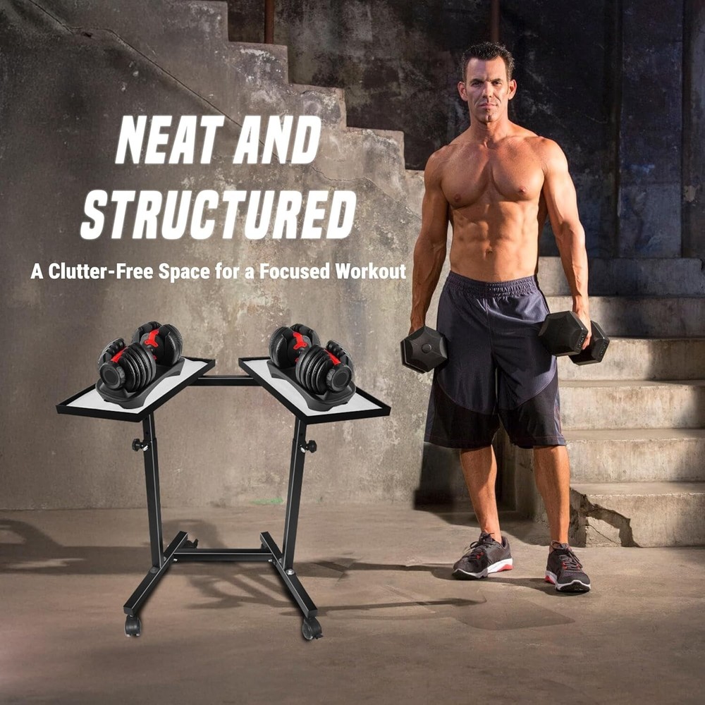 Adjustable Dumbbell Weight Rack Stand With Wheels – 4 Height Level
