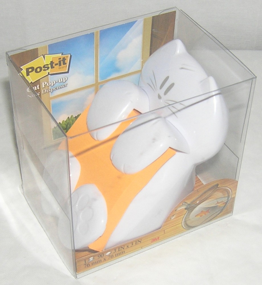 POST IT NOTE DISPENSER KITTY CAT WHITE HOME SCHOOL OFFICE