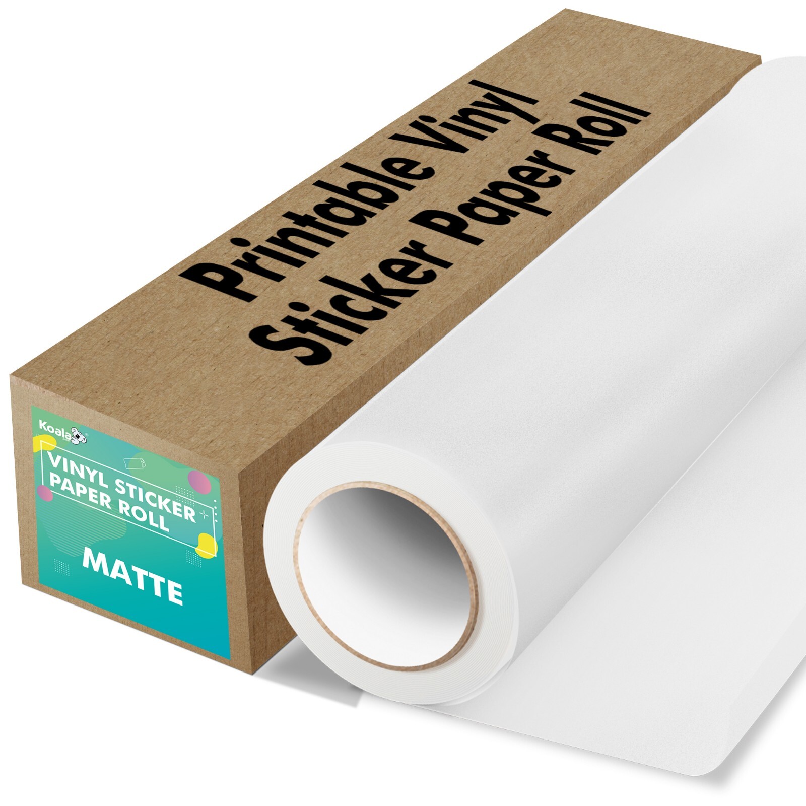 Koala Printable Vinyl Sticker Paper Roll for Inkjet Printer 13"X32.8 FT Matte