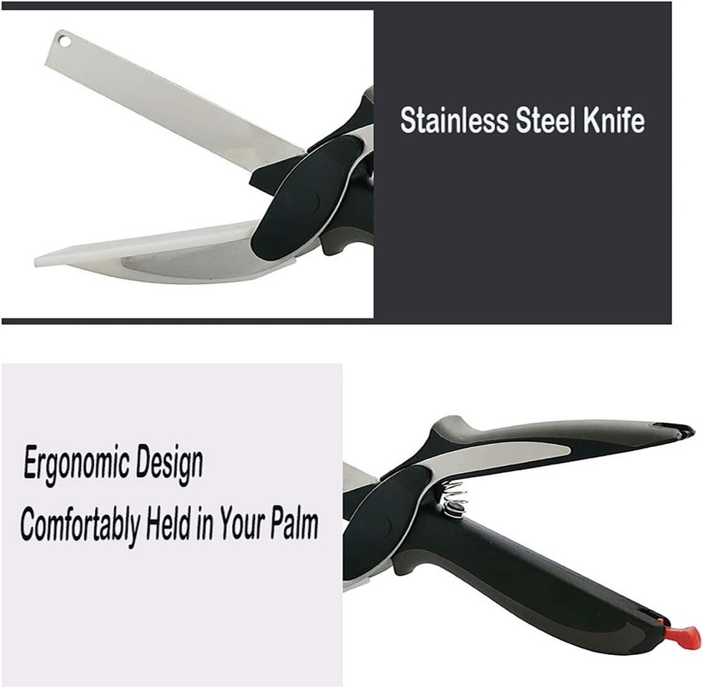Stainless Steel Salad Scissors with Built-in Cutting Board Sharp Kitchen Tool