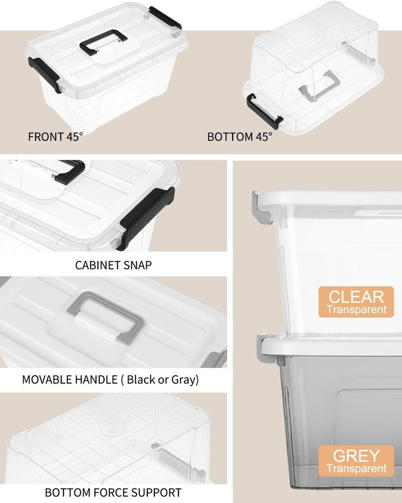 NUMIFUN Plastic Storage Bins with Lids 6 Pack Storage Organizer, 7 Quart Stackab