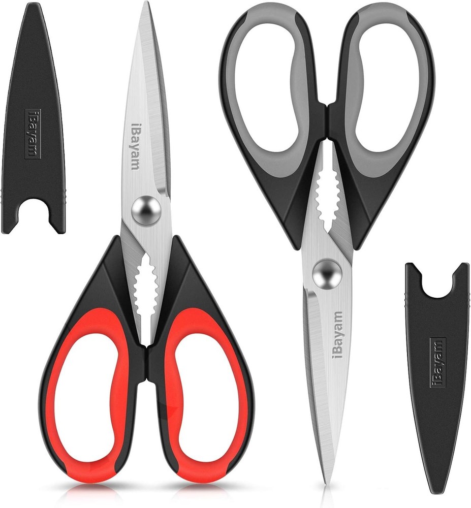 Kitchen Scissors All Purpose Heavy Duty 2 Pack with Protective Sheath, Stainl...