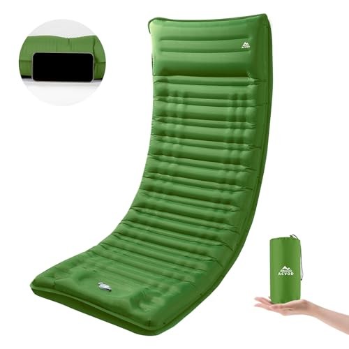 Camping Sleeping Pad, Extra Thickness 4.7 Inch Inflatable Sleeping Single Green