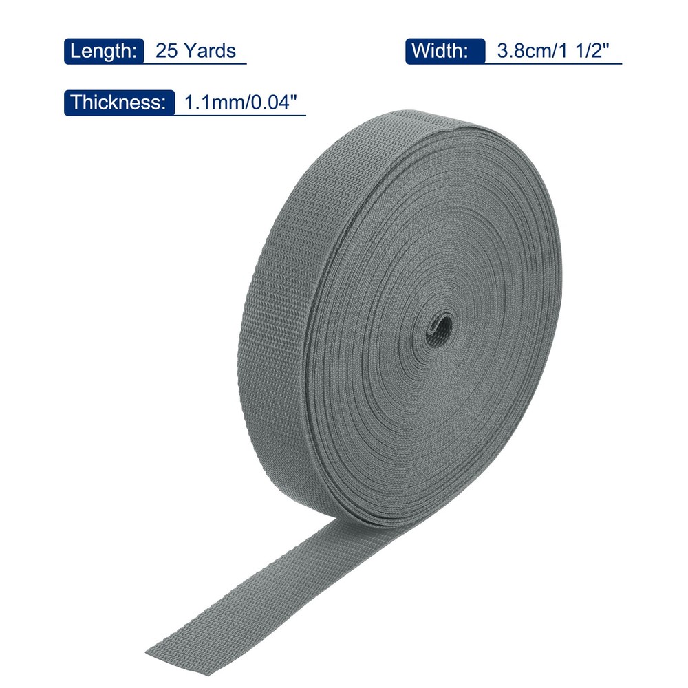 Lightweight Polypropylene Webbing Strap 3.8cm 25 Yard Grey