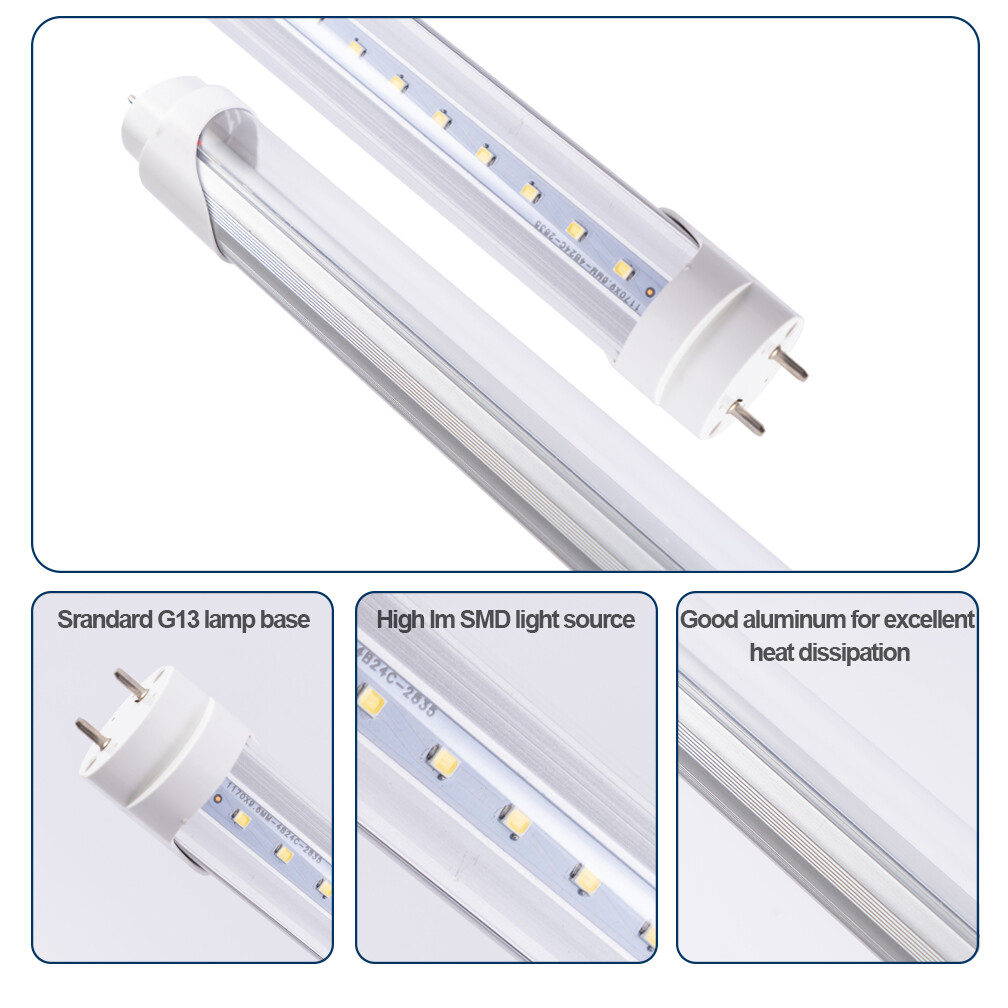 LED Tube G13 4FT 4 Foot T8 Tube Light Bulbs 24W 6000K Clear or Milky Lens