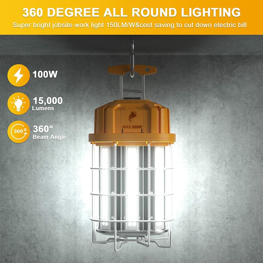 100W LED Temporary Work Light Portable Linkable Construction Jobsite Light 5000K