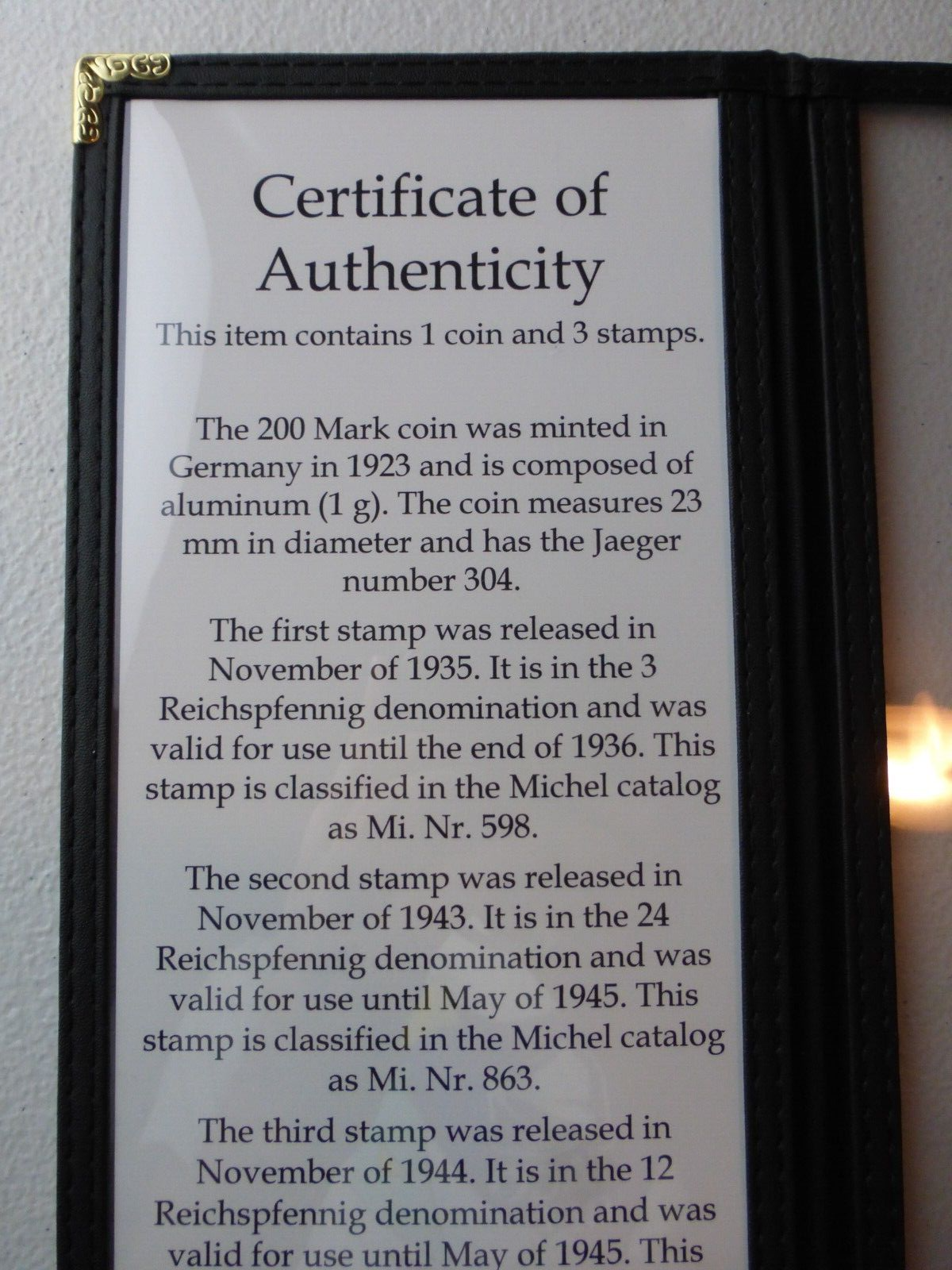 Nazi History Coin / Stamp Album *with COA* - Adolf Hitler's Insurrection, Putsch