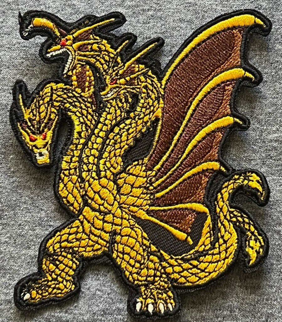 GODZILLA monster 4" GHIDORAH Embroidered figure Badge PATCH kaiju dragon action