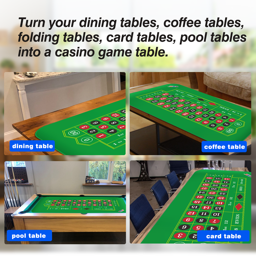 70x35" Casino Roulette Table Top Mat. Portable Rubber Roulette Tabletop Layout