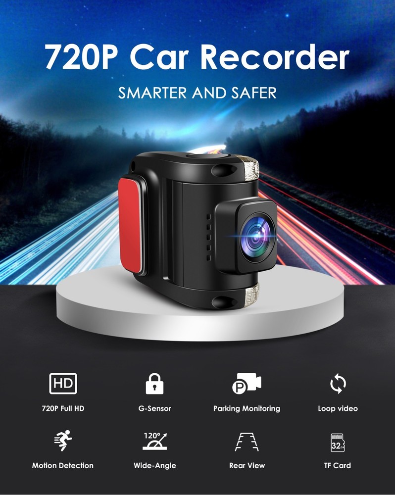 720P Car DVR Dash Cam G-Sensor Front and Inside Camera Video Recorder