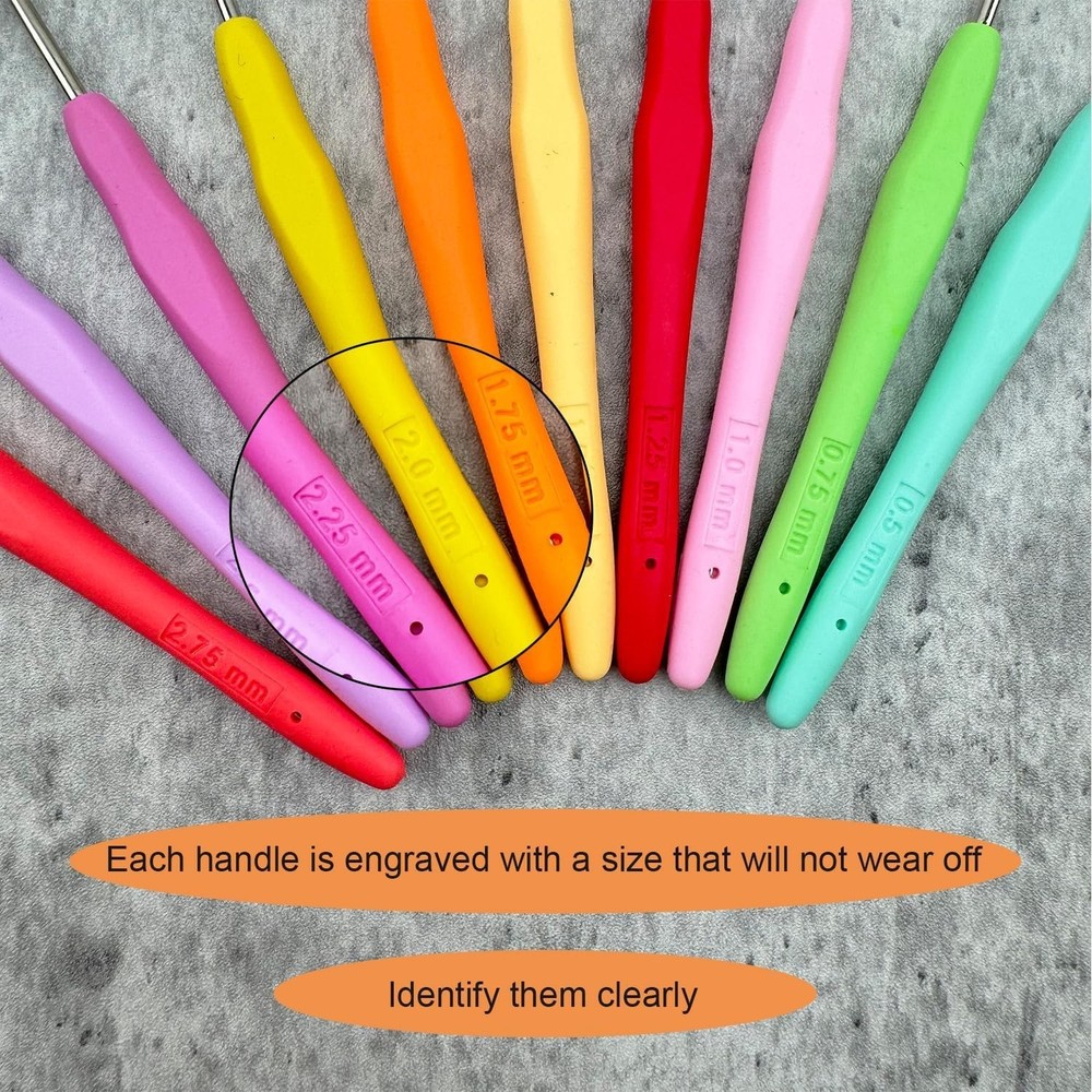 2PCS Small Size Crochet Hook Ergonomic Handle Crochet Hook Needles for Arthri...