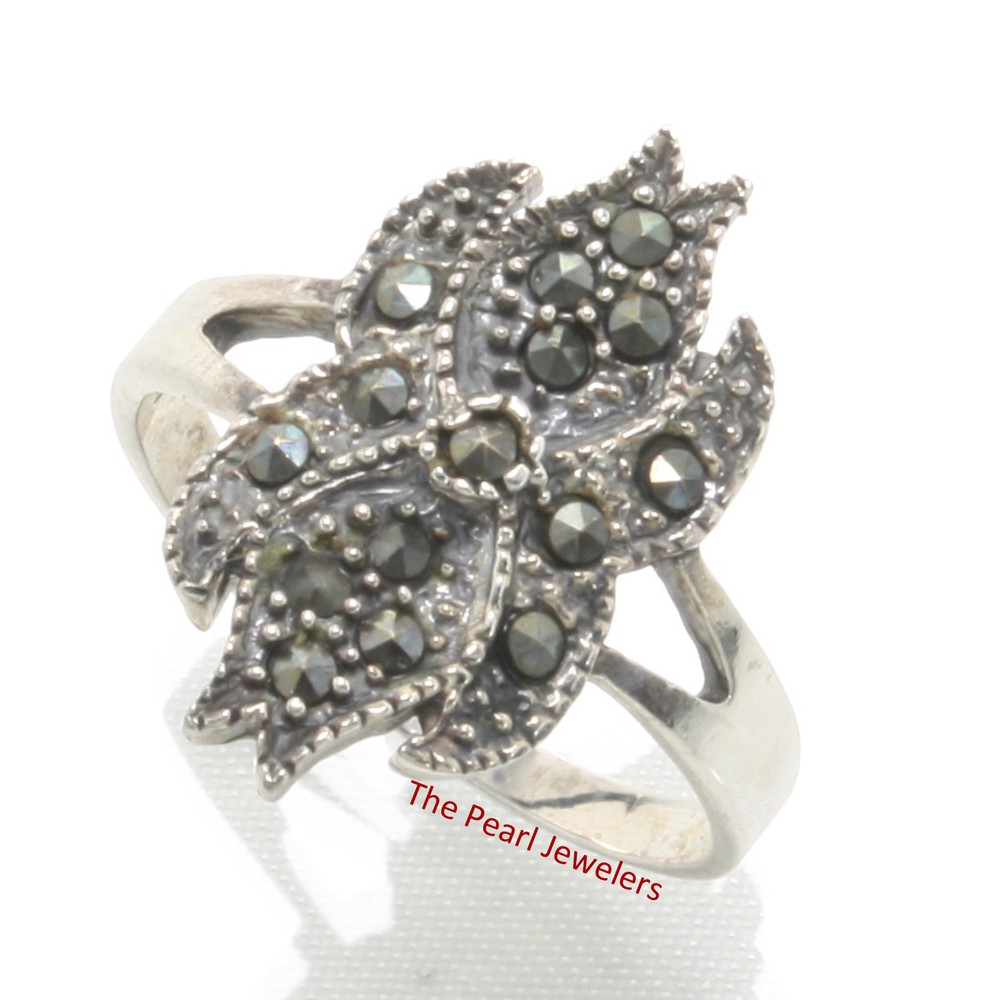 Sterling Silver Cross Flame Marcasite Ring
