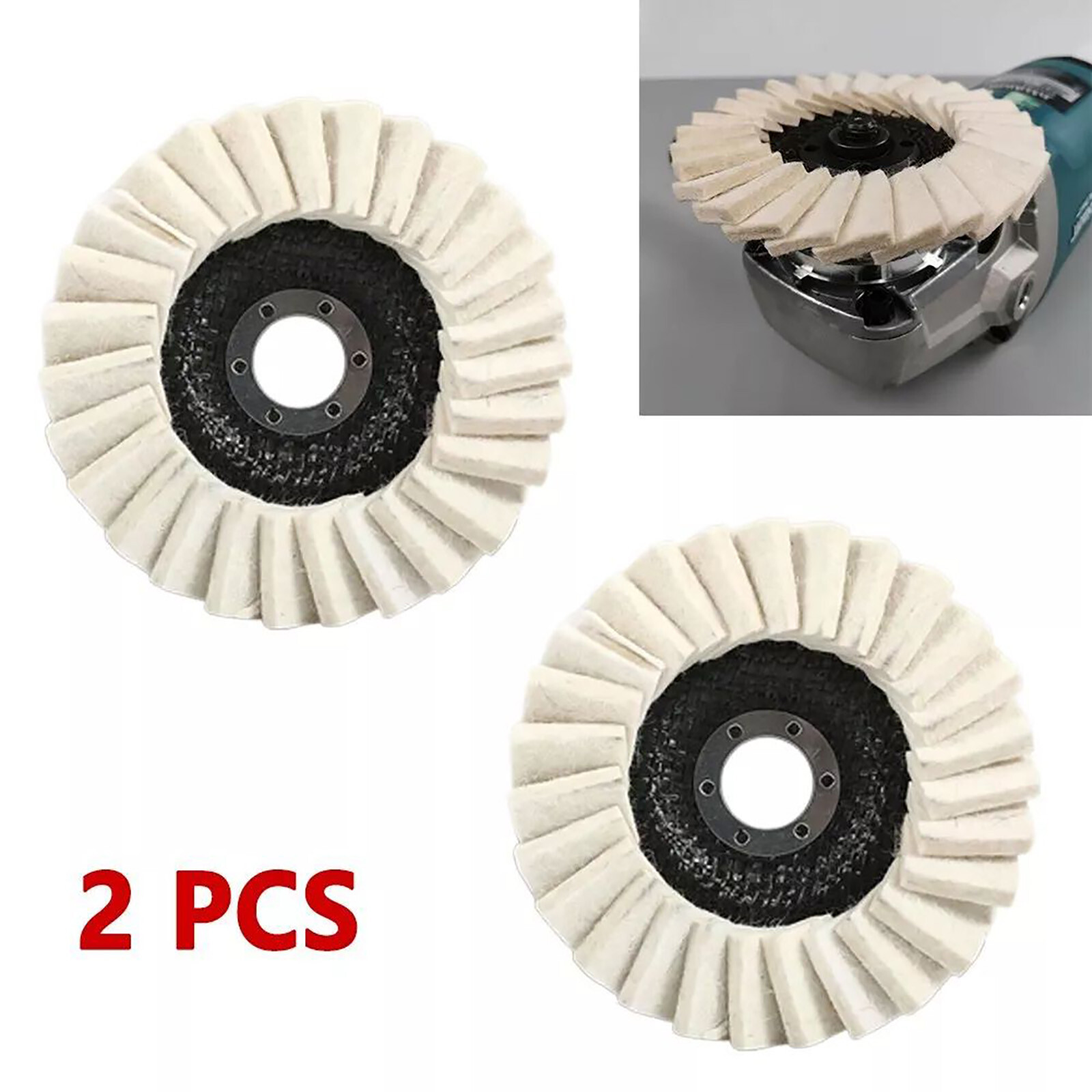 2Pcs 115MM Wool Felt Flap Disc Finishing Wheel Buffing Pads For Angle Grinder