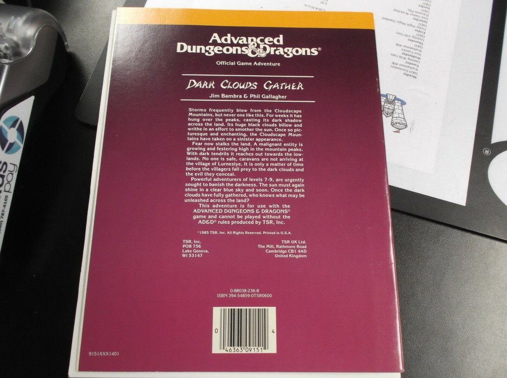 Dark Clouds Gather Advanced Dungeons & Dragons module TSR UK7 9151