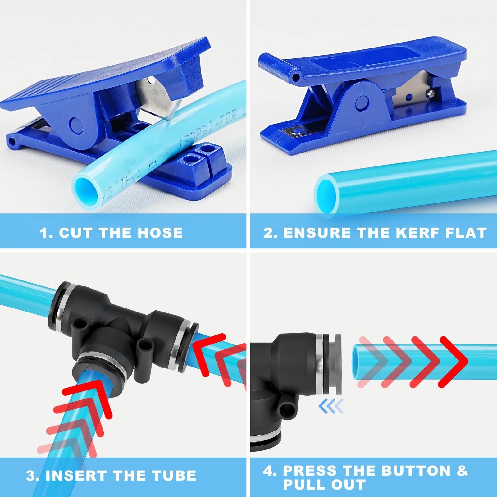 1/2″OD Compressed Air Piping System and Shop Line Kit with 100ft Blue