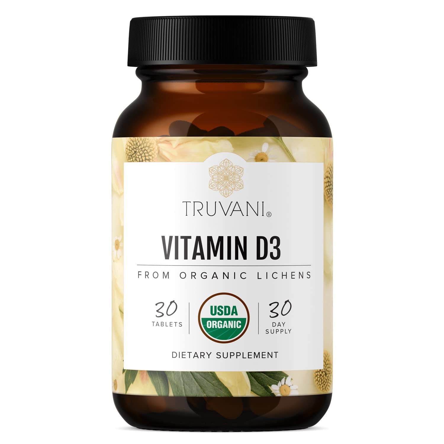 Truvani Organic Vitamin D3 - Plant-Based, USDA Organic, 30 Count (Pack of 1)