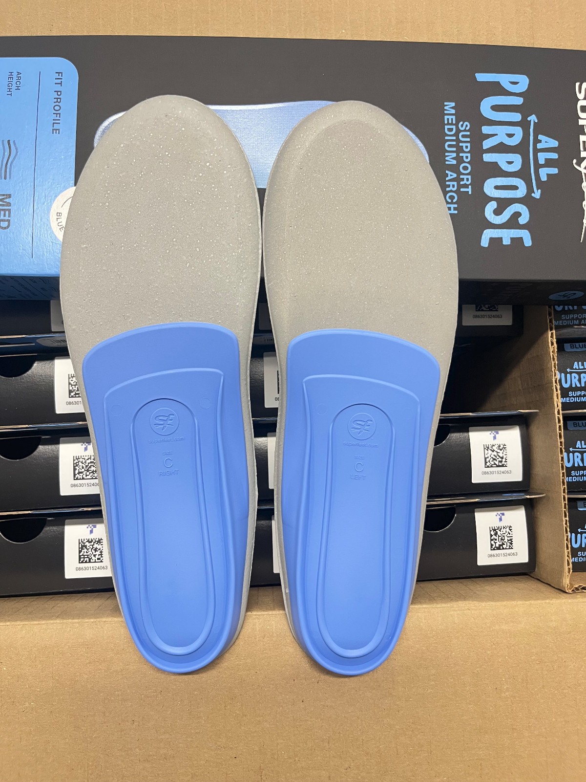 Superfeet All-Purpose Support Medium Arch Insoles (Blue) SIze C M5.5-7/ W6.5-8