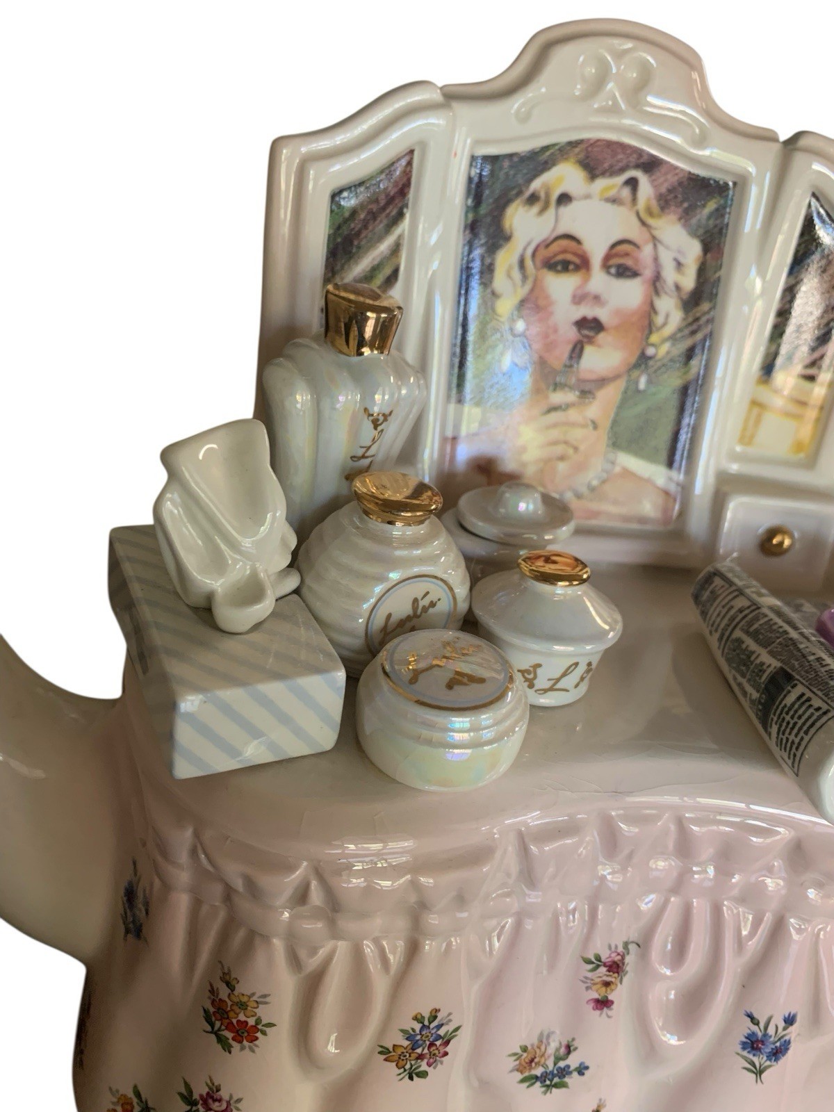 RARE Paul Cardew Ladies Dressing Table Vanity Glam Teapot Limited Edition Signed