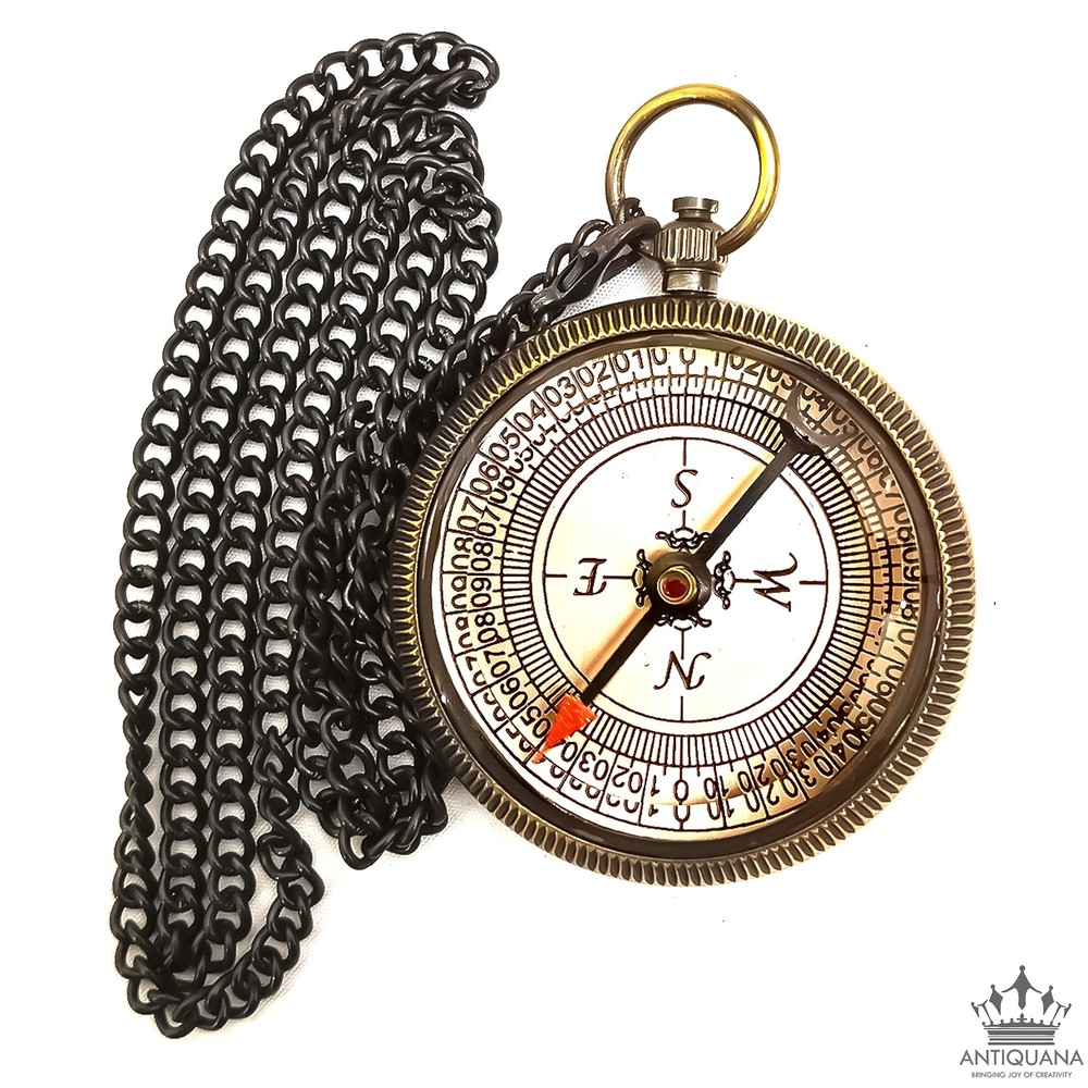 Be Strong and Courageous Engraved Compass with Authentic Leather Case Brass C...