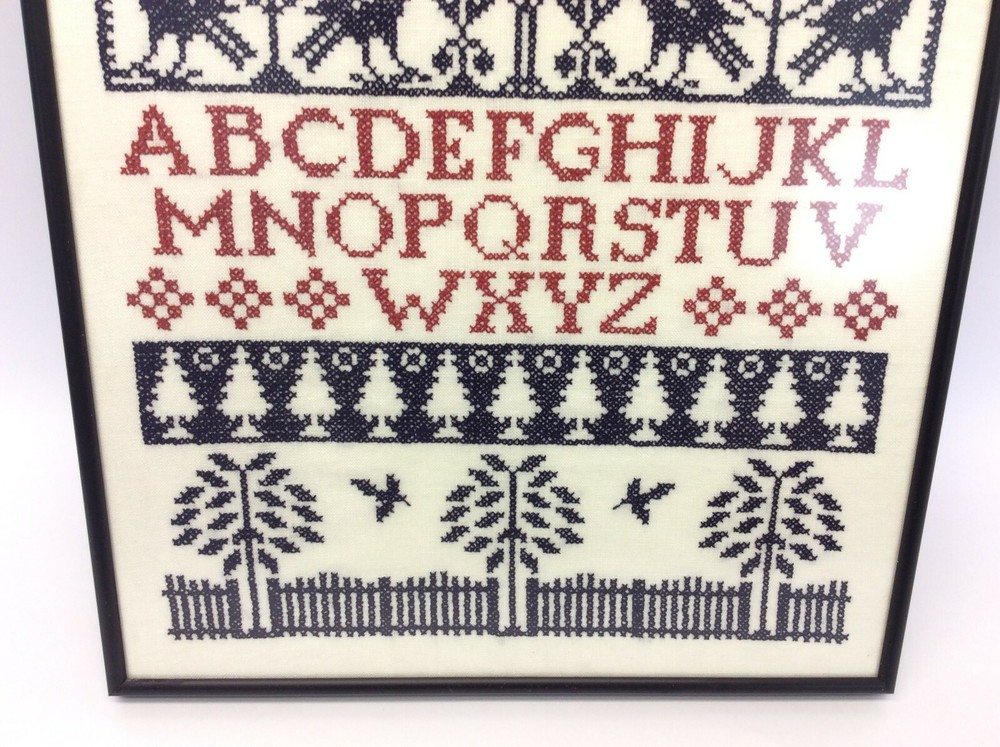 Evelyn Provost 2003 Framed Sewing Needlepoint Sampler Wall Art Decorative