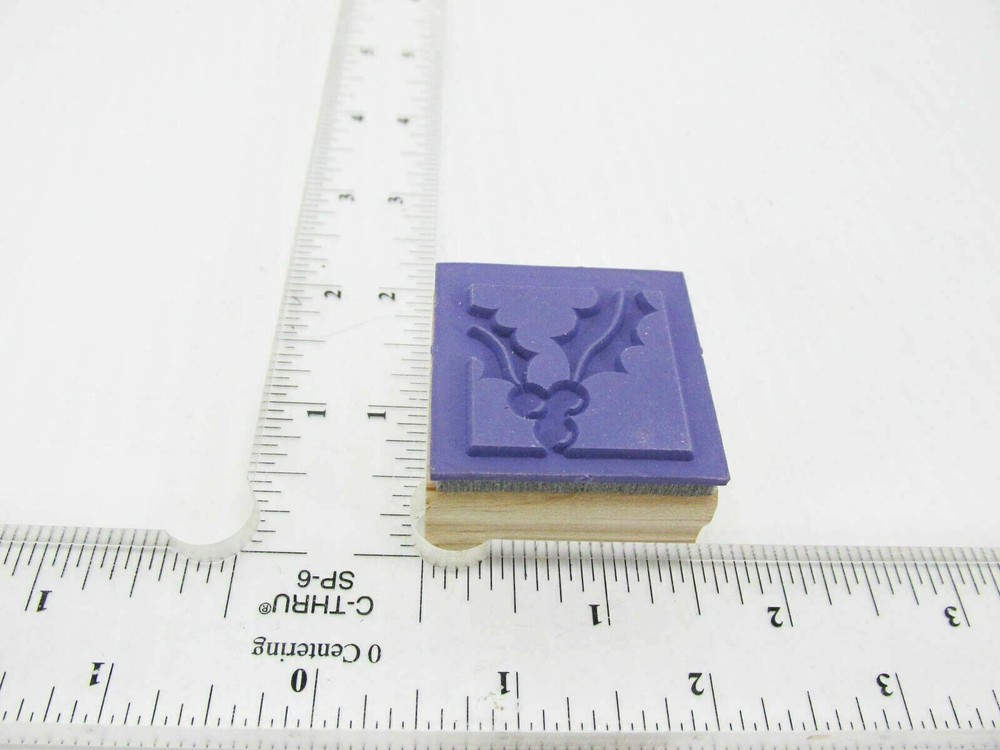 Holiday Holly Leaf Berries Rubber Stamp - Stamp Set E44