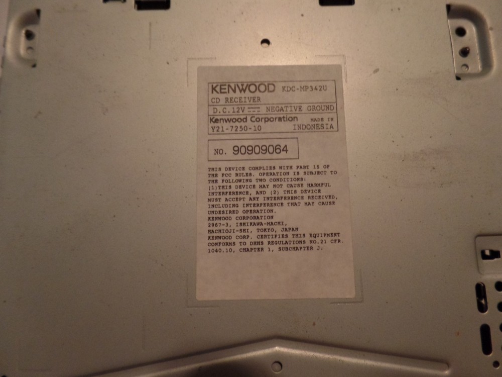 Kenwood KDC-MP342U Car Stereo Tested Working Missing Remote