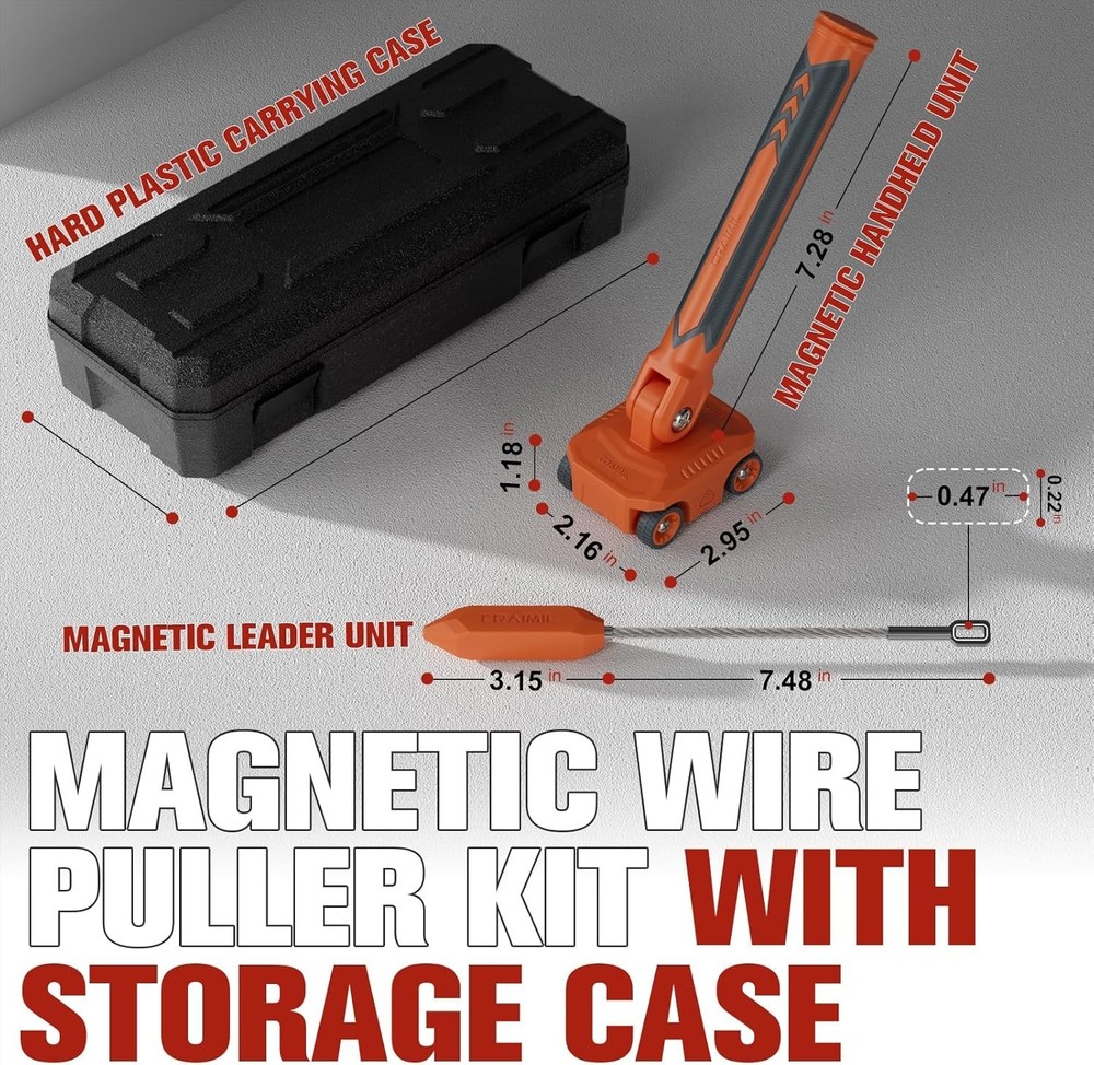 Ergonomic Magnetic Wire Puller with Hard Plastic Case - Effortless Cable Fishing
