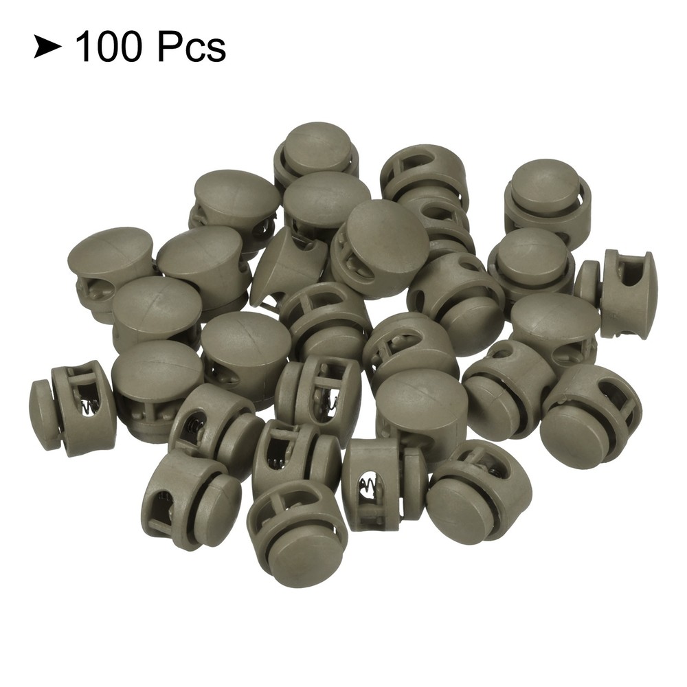 Cord Locks, 100 Pack Round Spring Toggle Stopper, Olive Drab