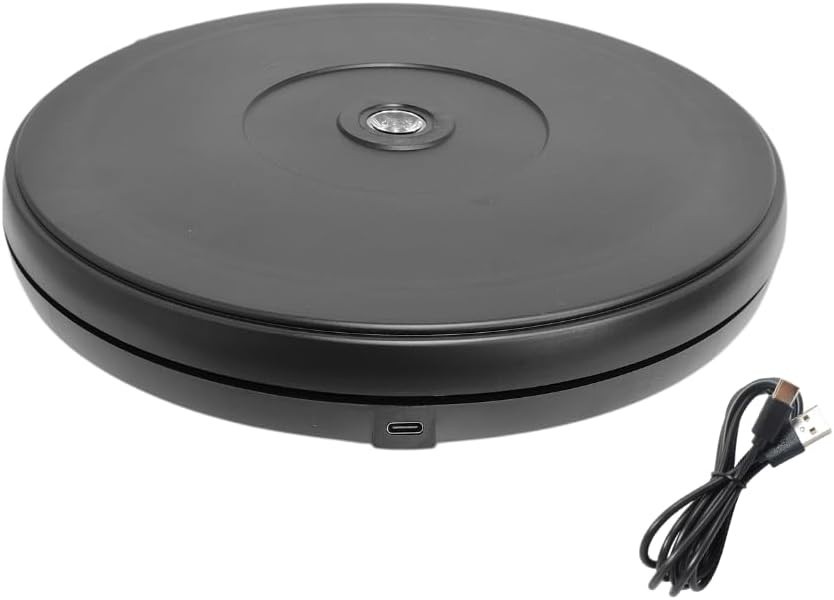 Electric Rotating Turntable, Black, 10" Diameter, 20 Lb Load