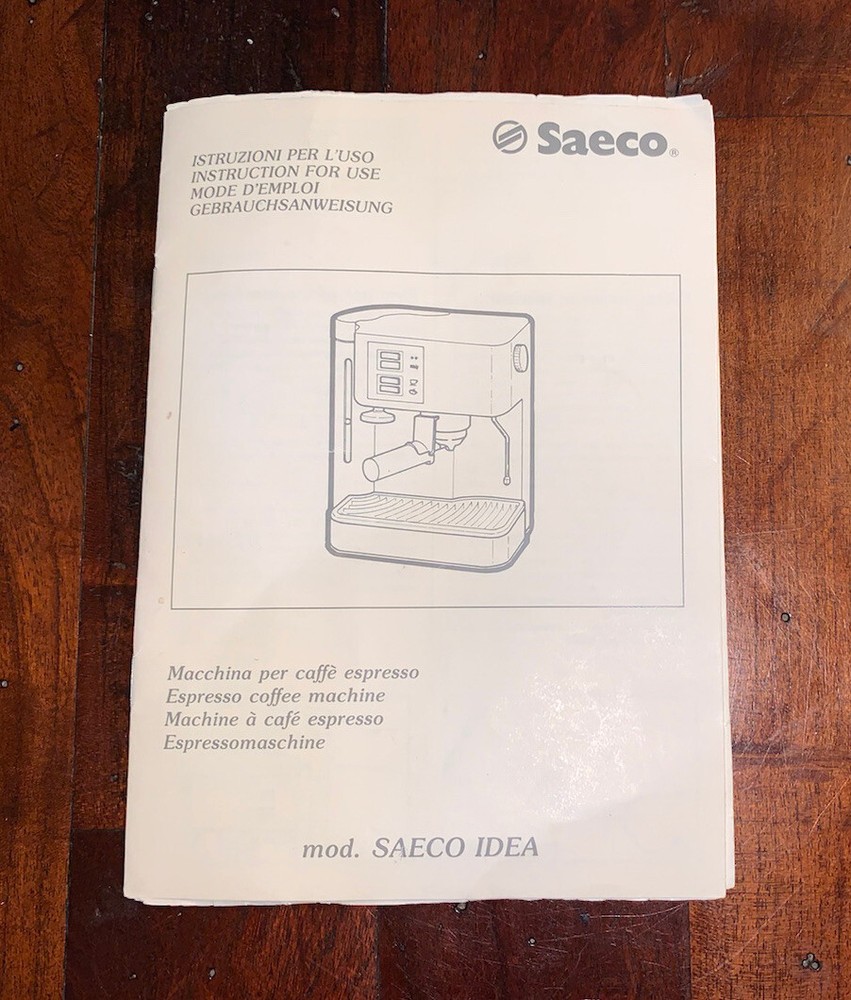 Saeco Idea Espresso Coffee Instructions Manual Replacement Part