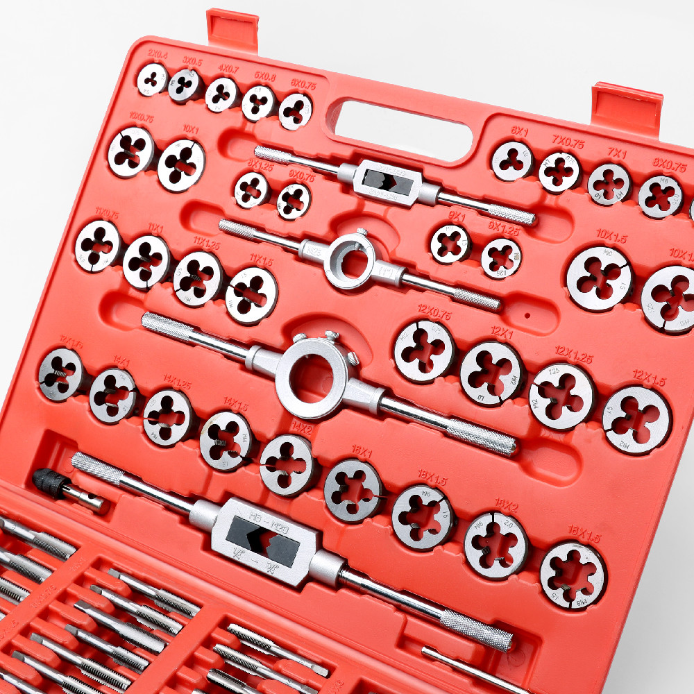 110 PCS Tap and Die Combination Set Tungsten Steel Titanium METRIC Tools w/Case