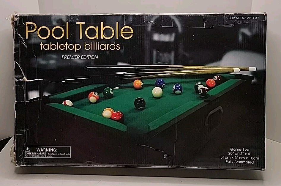 Pool Table Tabletop Billards Premier Edition - 20"  x 12"