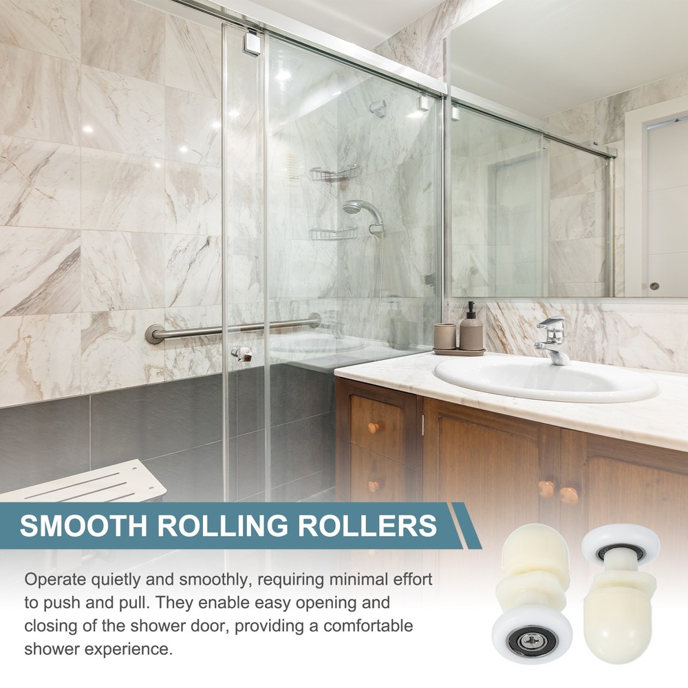 4Pcs 23mm Shower Door Rollers Wheels Replacement White