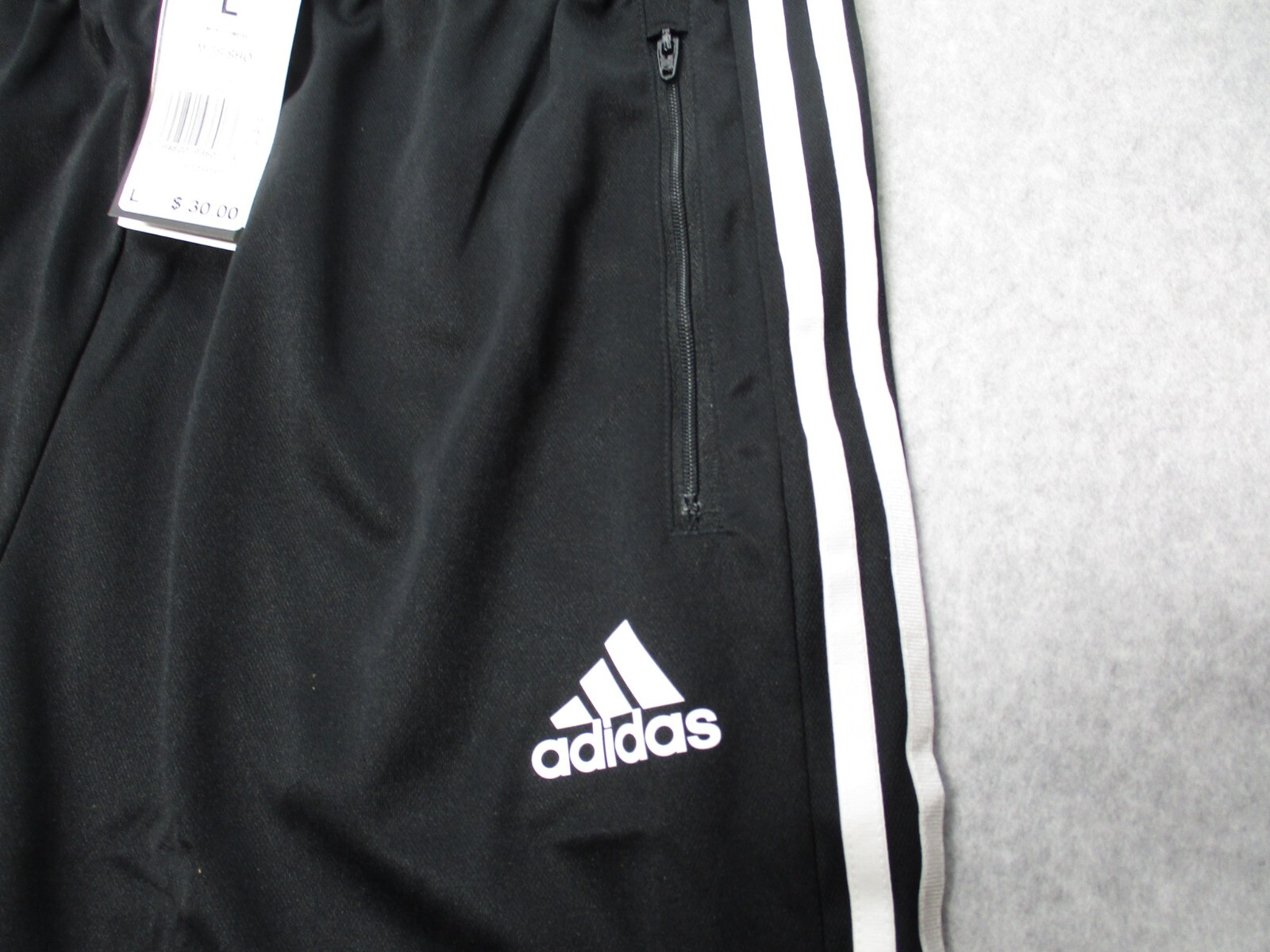 Adidas Mens Large Designed to Move 3-Stripes Shorts Pockets Black & White