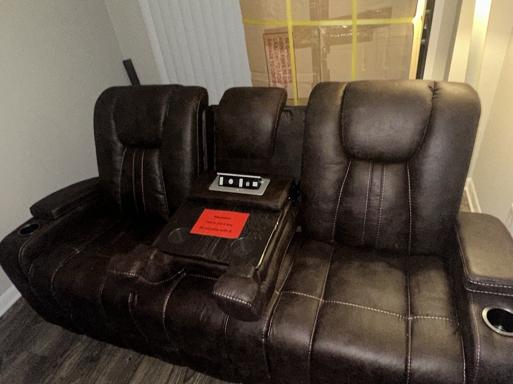 Brown Leather Three Seater electrical power Reclining Sofa