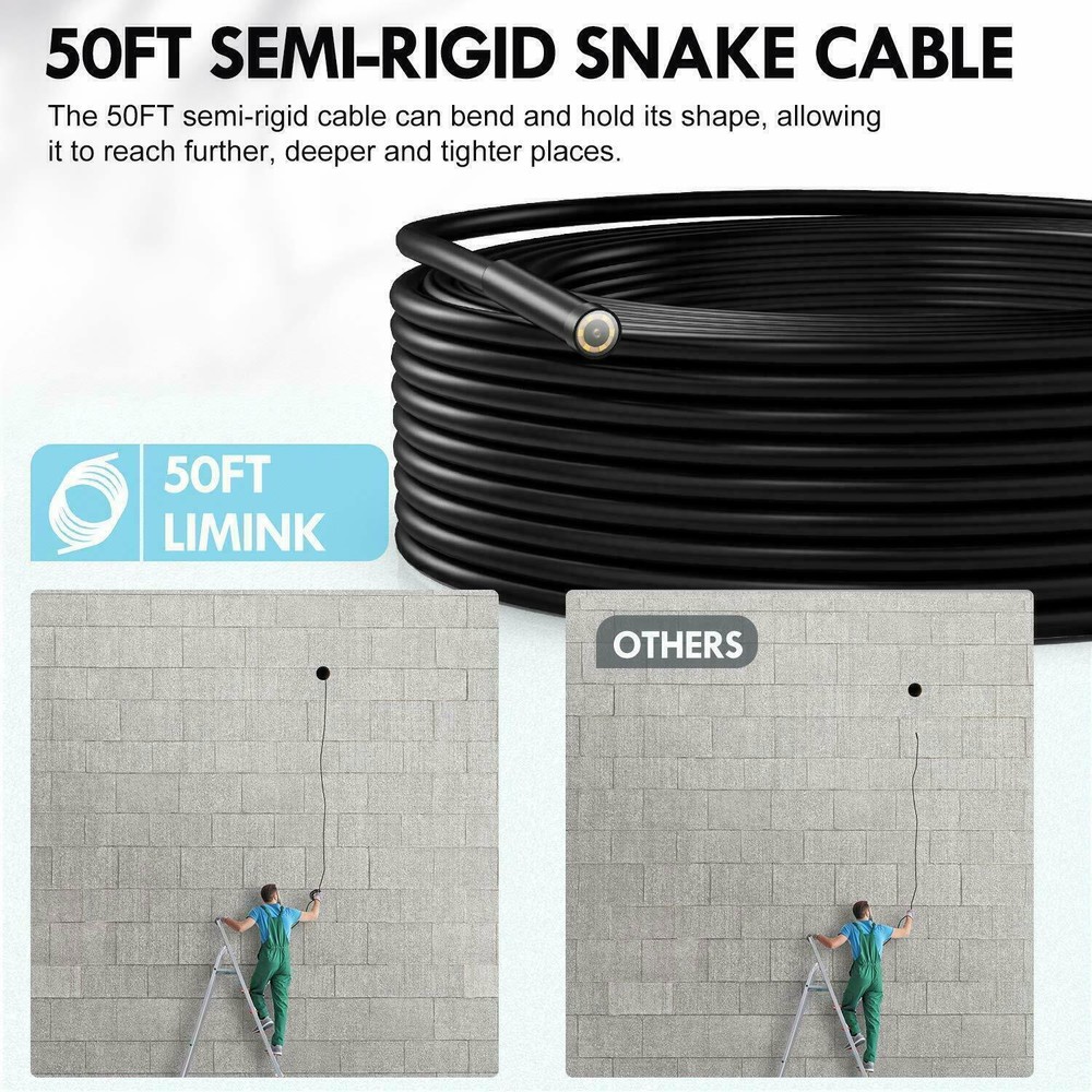 5M WiFi Snake Borescope Endoscope 8.5mm Inspection Camera for iPhone Android iOS