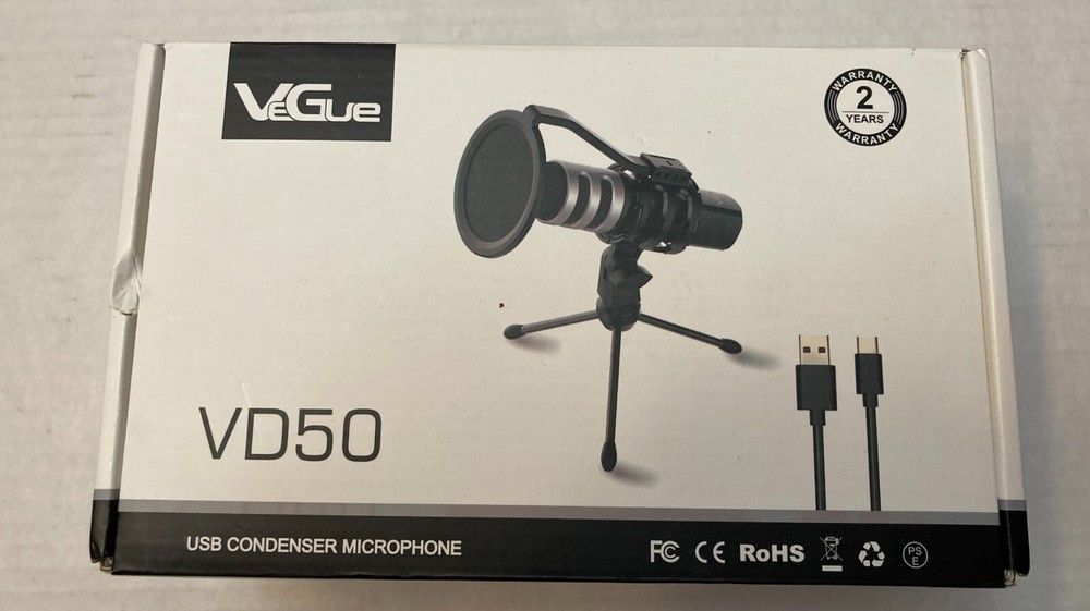 VEGUE VD-50 USB Condenser Computer Microphone Windows, Mac OS, Linux, Chrome OS