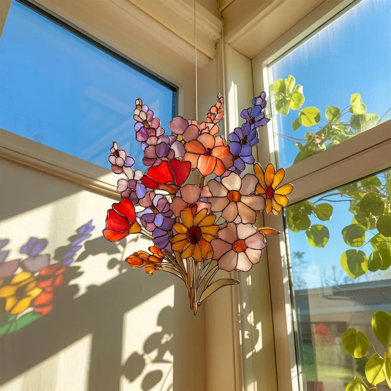 Vibrant Wildflower Suncatcher Acrylic
