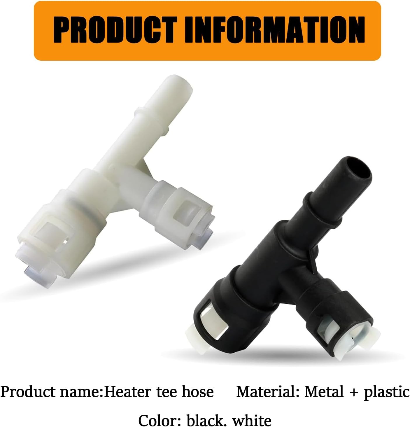 2 PCS Car Heater Hose Connector, Three-Way Design, Compatible with Models (Black