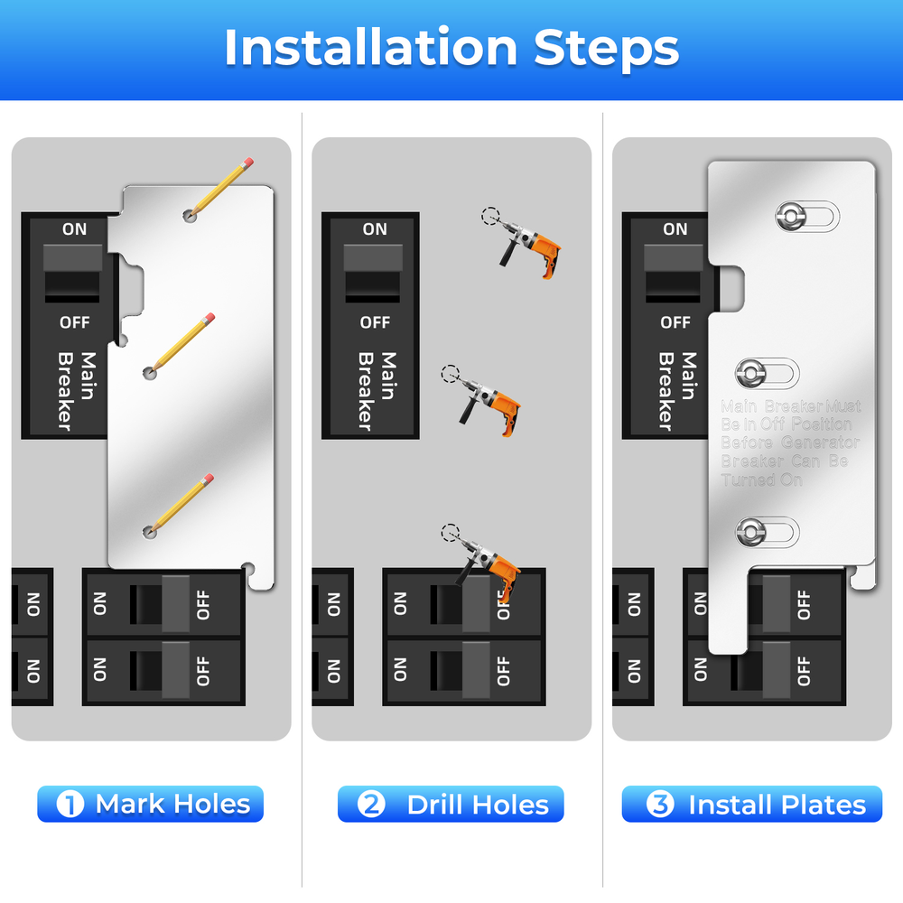 For Square D 200 Amp Panel Generator interlock Kit Main Breaker Panels Set US