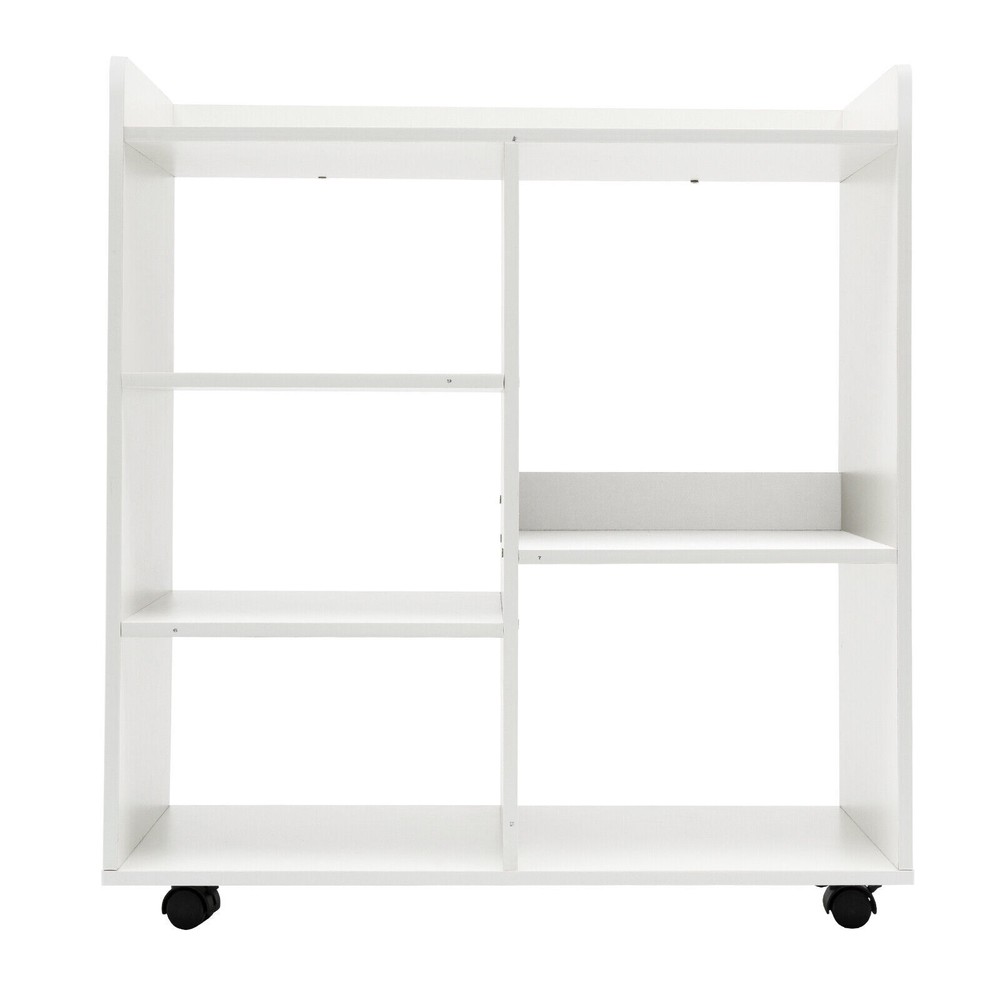 MDF Mobile Printer Stand Rolling Office Scaner Cart Storage Shelf Warm White