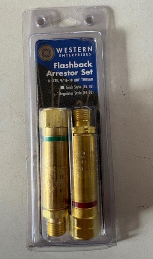 Western Enterprises Flashback Arrestor Set B-SIZE 9/16" -18UNF THREAD USA